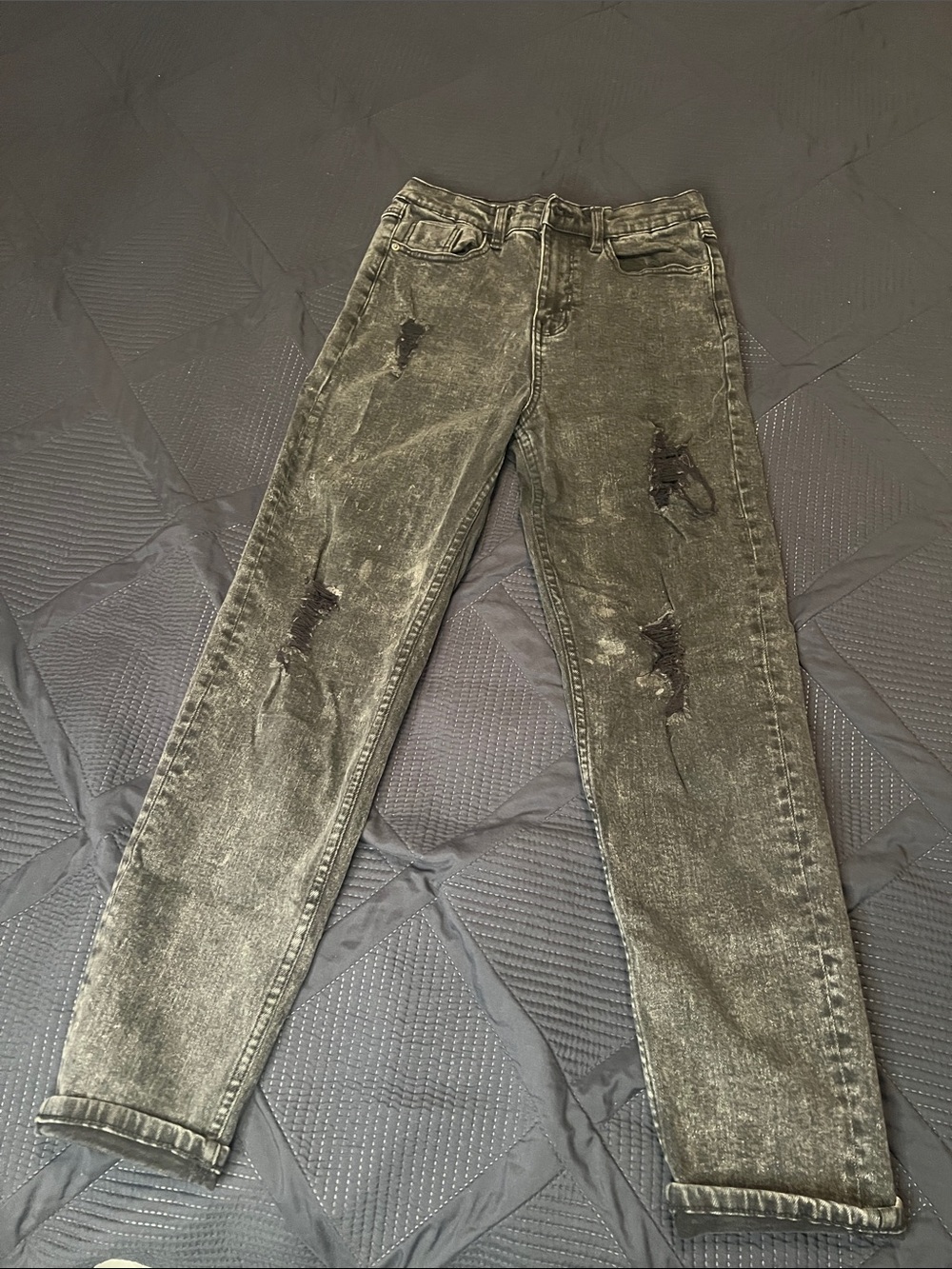 & Other Stories Distressed Washed Black Straight-Leg Jeans